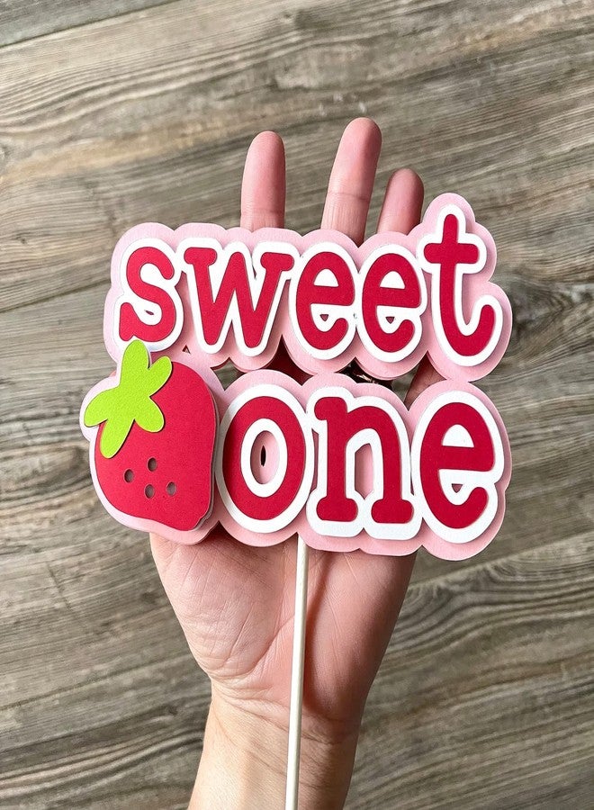 Confetti! 1 PCS Strawberry 1st Birthday Cake Topper Sweet One First Birthday Strawberry Cake Pick Decoration for Sweet Fruit Theme Baby Shower Kids Birthday Party Supplies - Image 3